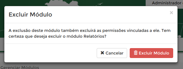 excluir modulo